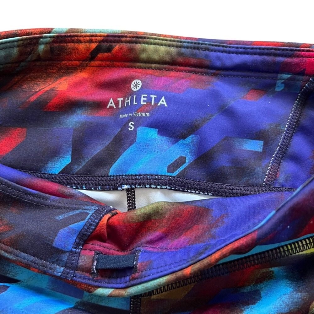 Athleta Pants Women's Size S Athletic Capri Leggings Colorburst Sonar Yoga - Picture 3 of 13